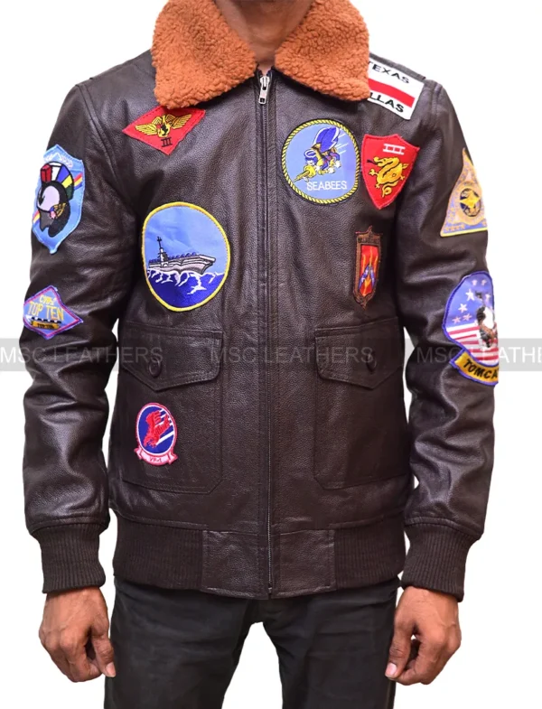 Tom Cruise Top Gun Pete Maverick Bomber Leather Flying Flight Army Jacket