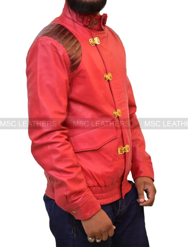 Akira Kaneda Red Real Leather Motorcycle Biker Cafe Racer Vintage Biker Jacket - Image 3