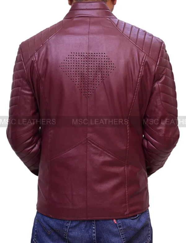 Superman Smallville Maroon Real Faux Leather Motorcycle Jacket Halloween Cosplay - Image 2