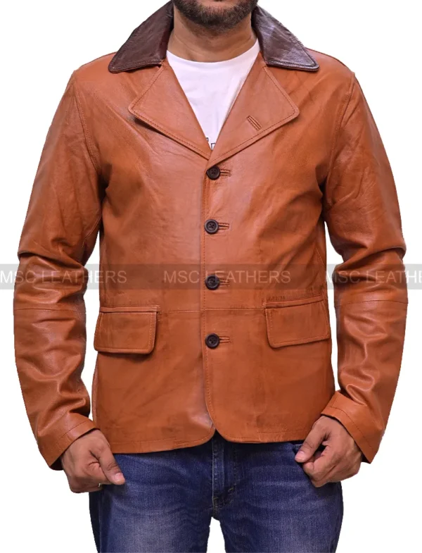 Men's Arthur Morgan Red Redemption II Dead Tan Brown Genuine Leather Coat Jacket