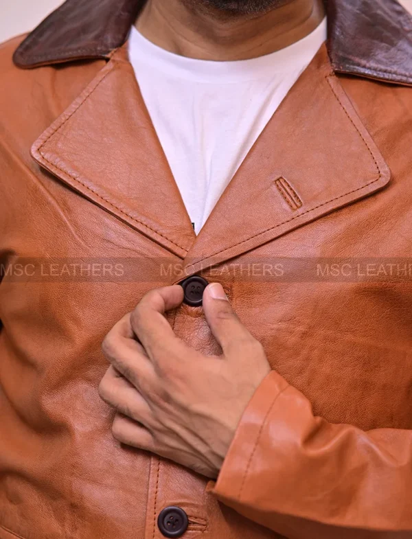 Men's Arthur Morgan Red Redemption II Dead Tan Brown Genuine Leather Coat Jacket - Image 4