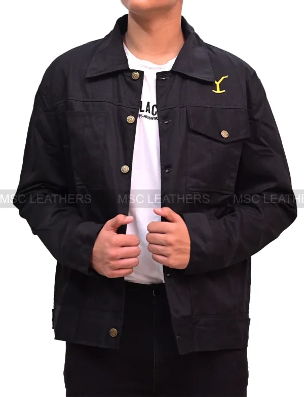 Men's Yellowstone Black Cole Hauser Rip Wheeler Stylish Biker Cotton Jacket