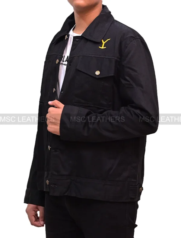 Men's Yellowstone Black Cole Hauser Rip Wheeler Stylish Biker Cotton Jacket - Image 4