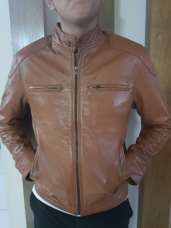 Premium Brown Leather Jacket - Image 3