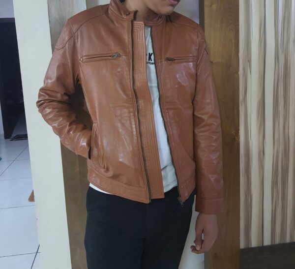 Premium Brown Leather Jacket - Image 2