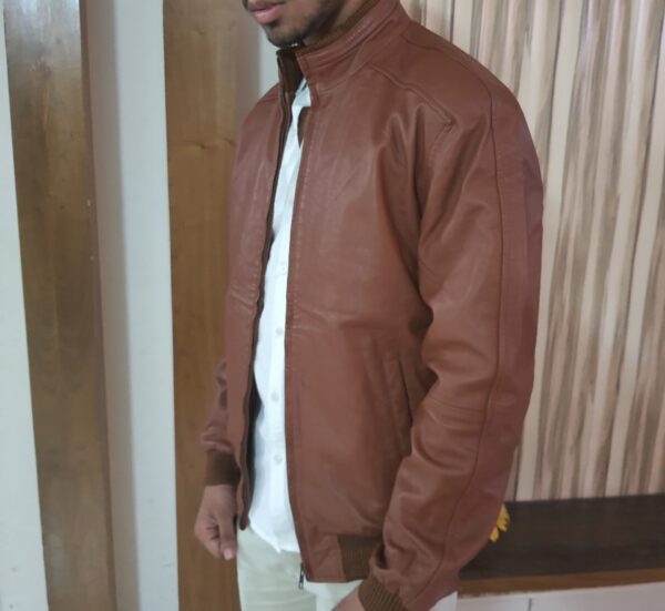 Classic Brown Leather Jacket - Image 3