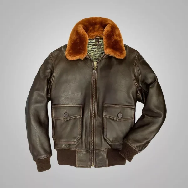 G-1 A-2 Bomber Aviator Navy Flight Distressed Leather Jacket for Mens