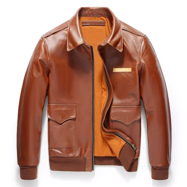 New G-1 A-2 Aviator Bomber Flight Distressed Navy Leather Jacket for Men's