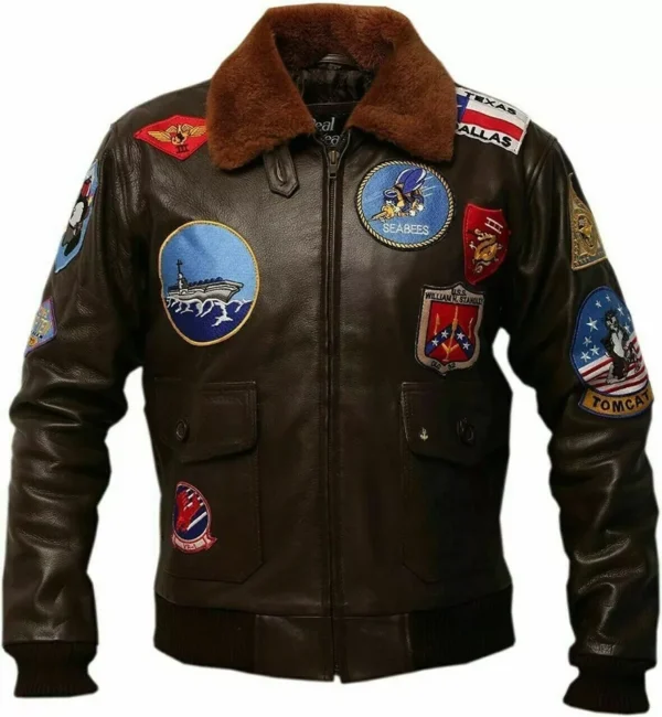 Tom Cruise Top Gun Pete Maverick Bomber Fur Leather (Faux Leather) Flying Flight Jacket For Men