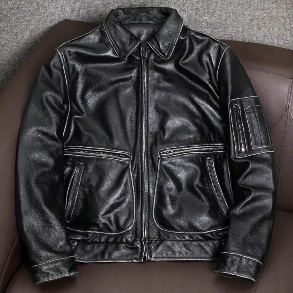 A-2 G-1 Bomber Aviator Distressed Air Force Flight Leather Jacket Men's