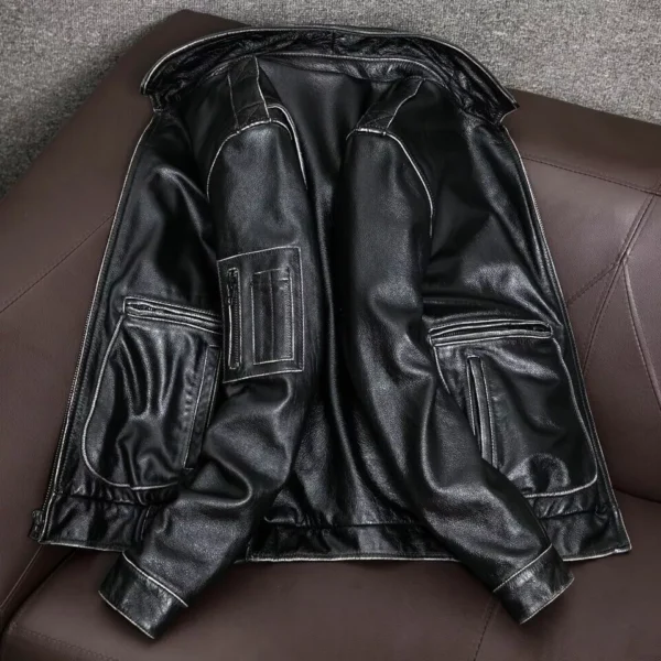 A-2 G-1 Bomber Aviator Distressed Air Force Flight Leather Jacket Men's - Image 5