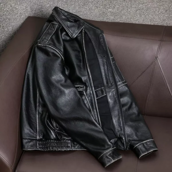 A-2 G-1 Bomber Aviator Distressed Air Force Flight Leather Jacket Men's - Image 4