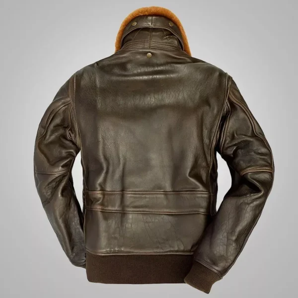 G-1 A-2 Bomber Aviator Navy Flight Distressed Leather Jacket for Mens - Image 2