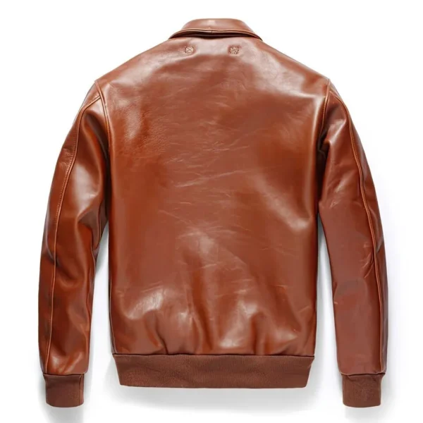 New G-1 A-2 Aviator Bomber Flight Distressed Navy Leather Jacket for Men's - Image 2