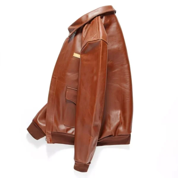 New G-1 A-2 Aviator Bomber Flight Distressed Navy Leather Jacket for Men's - Image 3