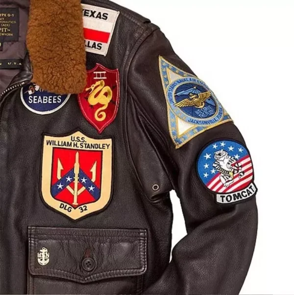 Tom Cruise Top Gun Pete Maverick Bomber Fur Leather (Faux Leather) Flying Flight Jacket For Men - Image 5