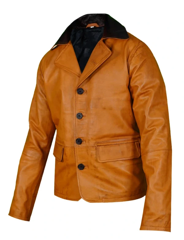 Men's Tan Brown Leather Jacket - Image 4
