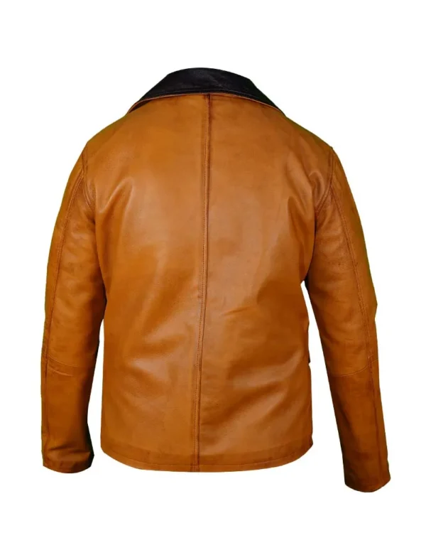 Men's Tan Brown Leather Jacket - Image 3
