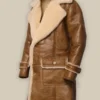 Men's Brown Shearling Leather Coat - Image 4
